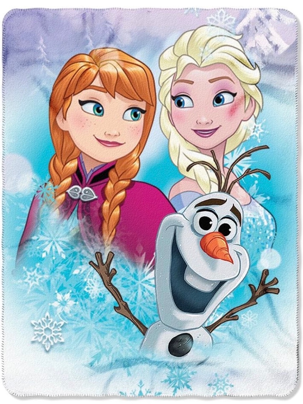 Disney Frozen Anna Elsa Olaf Fleece Throw - Blue, Pink, White